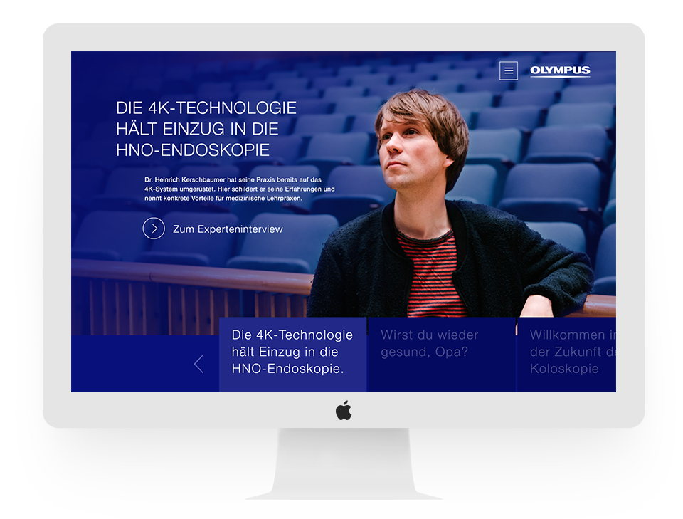UI Design der Corporate Website für Olympus Europa